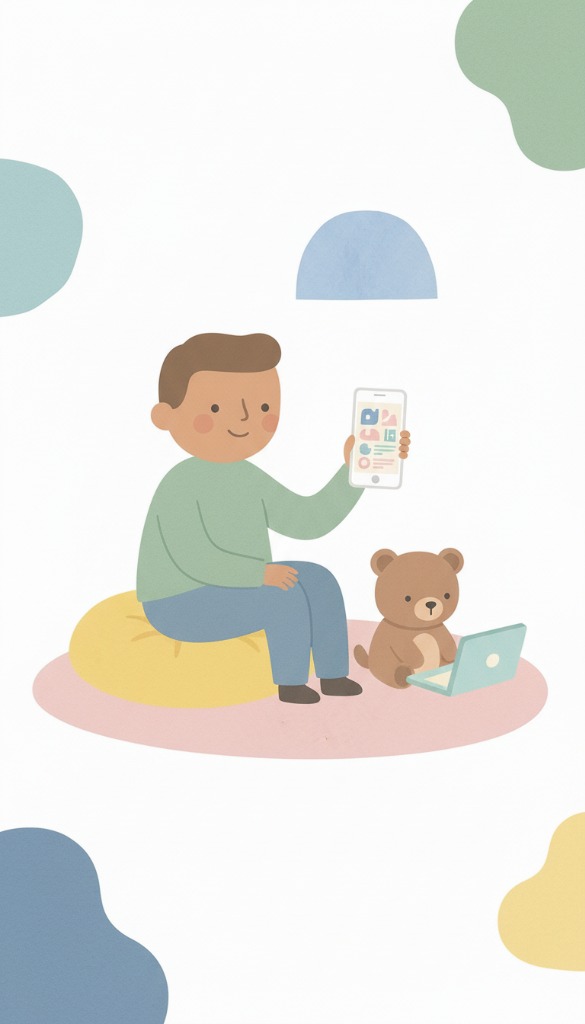 Parent with phone showing assessment